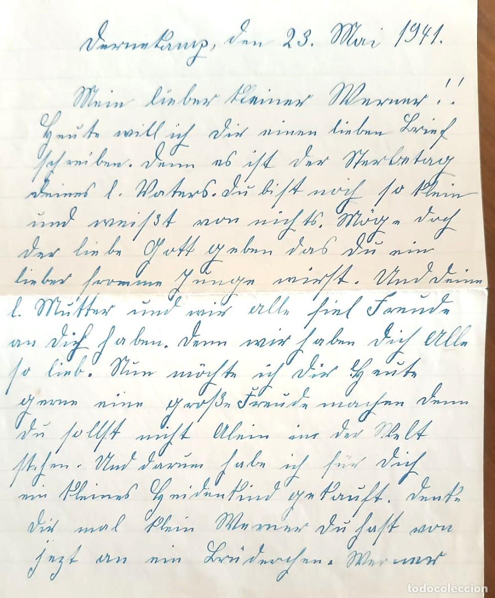 Manuscritos antiguos: A&ntilde;o 1941. Impresionante carta alemana a un ni&ntilde;o anunciando la muerte de su padre. 2&ordf; Guerra Mundial?