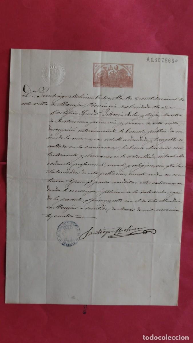 Manuscritos antiguos: SANTIAGO MOLINERO CALVO.-ALCALDE.-DOCUMENTO.-MANUSCRITO.-ABENOJAR.-CIUDAD REAL.-A&Ntilde;O 1904.