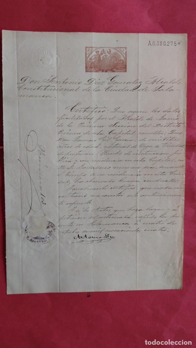 Manuscritos antiguos: ANTONIO DIEZ GONZALEZ.-ALCALDE.-DOCUMENTO.-MANUSCRITO.-SALAMANCA.-A&Ntilde;O 1904.