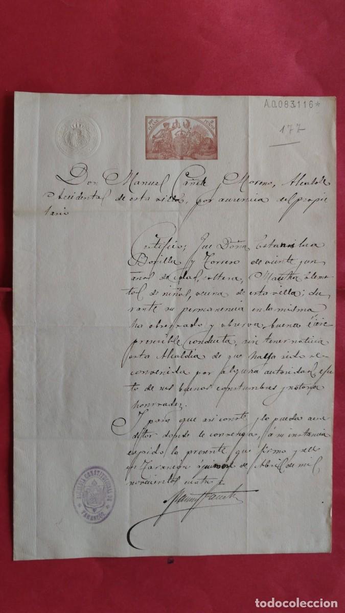 Manuscritos antiguos: MANUEL CA&Ntilde;ETE MORENO.-ALCALDE.-DOCUMENTO.-MANUSCRITO.-TARANCON.-CUENCA.-A&Ntilde;O 1904.