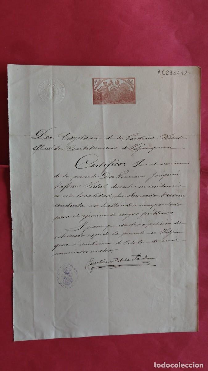 Manuscritos antiguos: CAYETANO DE LA PARDINA VICENTE.-ALCALDE.-DOCUMENTO.-MANUSCRITO.-VALJUNQUERA.-TERUEL.-A&Ntilde;O 1904.