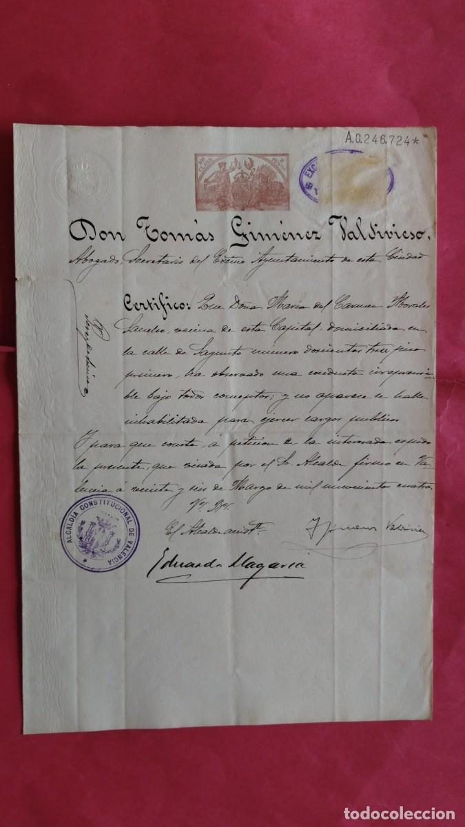 Manuscritos antiguos: TOMAS GIMENEZ VALDIVIESO.-ABOGADO.-DOCUMENTO.-MANUSCRITO.-VALENCIA.-A&Ntilde;O 1904.