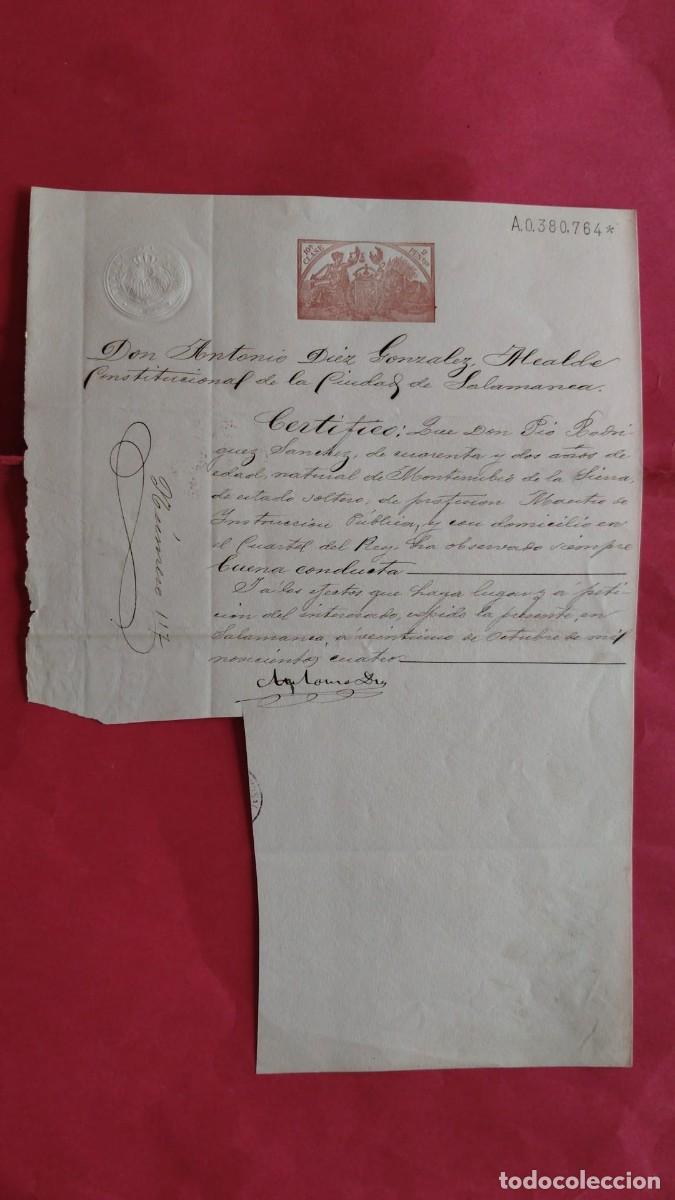 Manuscritos antiguos: ANTONIO DIEZ GONZALEZ.-ALCALDE.-DOCUMENTO.-MANUSCRITO.-SALAMANCA.-A&Ntilde;O 1904.