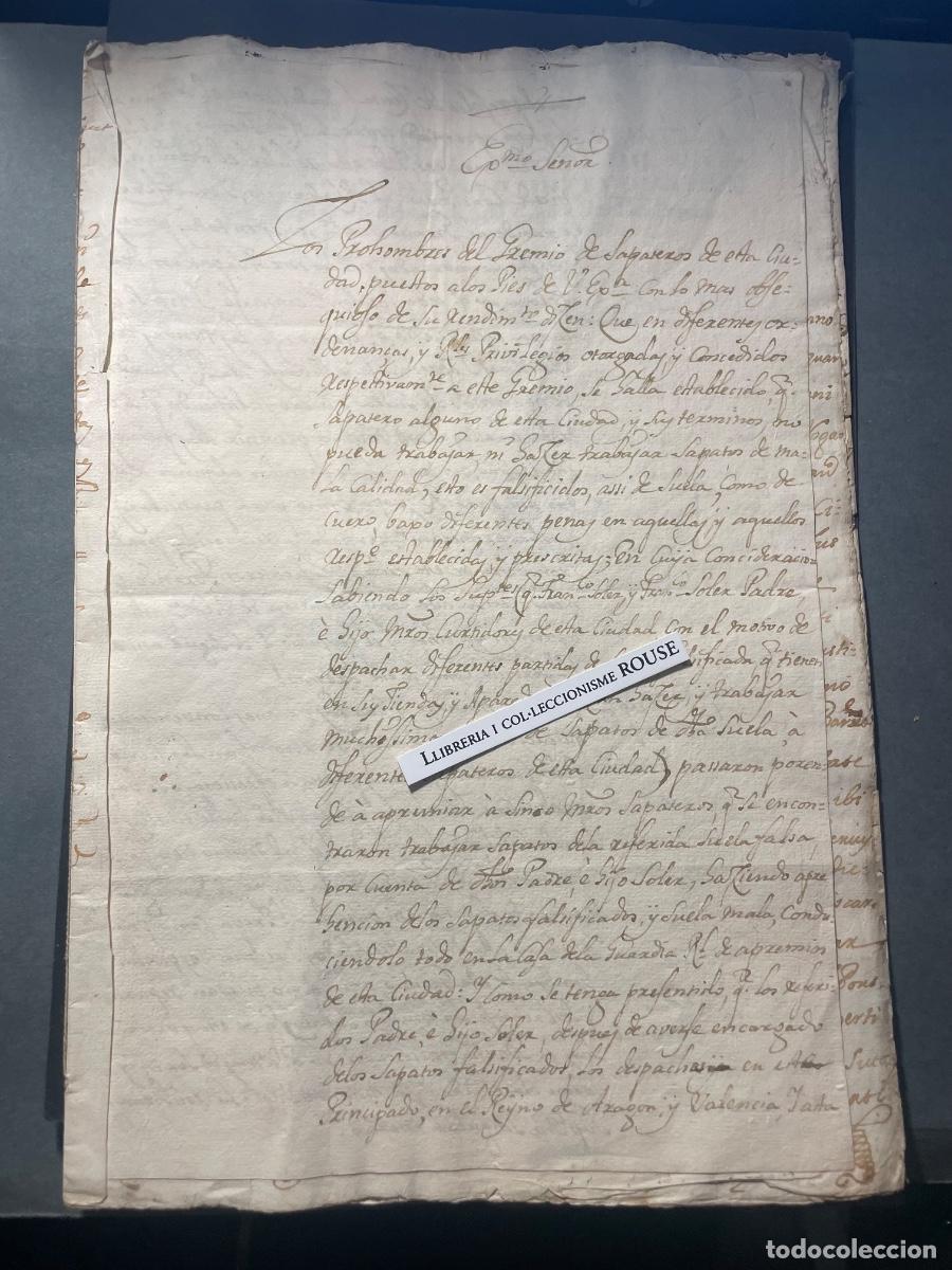 Manuscritos antiguos: GREMIO DE ZAPATEROS - ANTIGUO MANUSCRITO 1724 BARCELONA , LOS PROHOMBRES DEL GREMIO DE ZAPATEROS DE