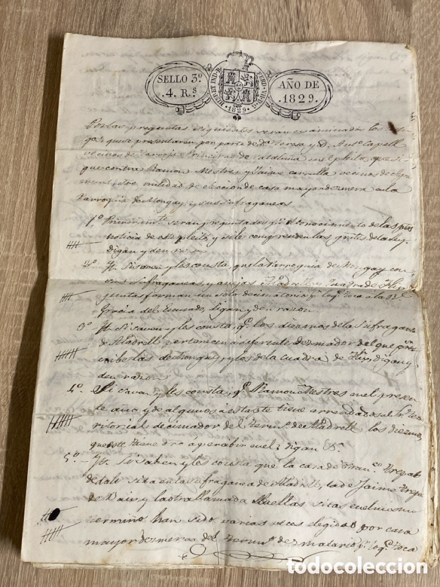 Manuscritos antiguos: Lote tipo archivo 7 manuscritos Nulidad Casa Mayor Dezmera Parroquia Mongay Flix