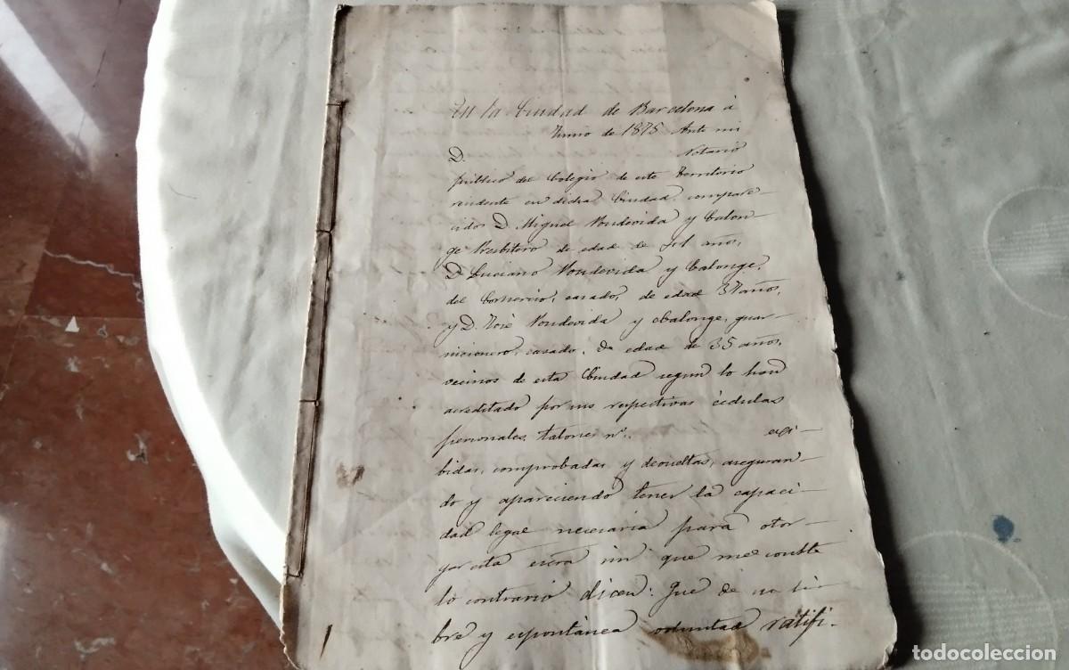 Manuscritos antiguos: BARCELONA , MANUSCRITO DEL A&Ntilde;O 1875 DE 12 PAGINAS