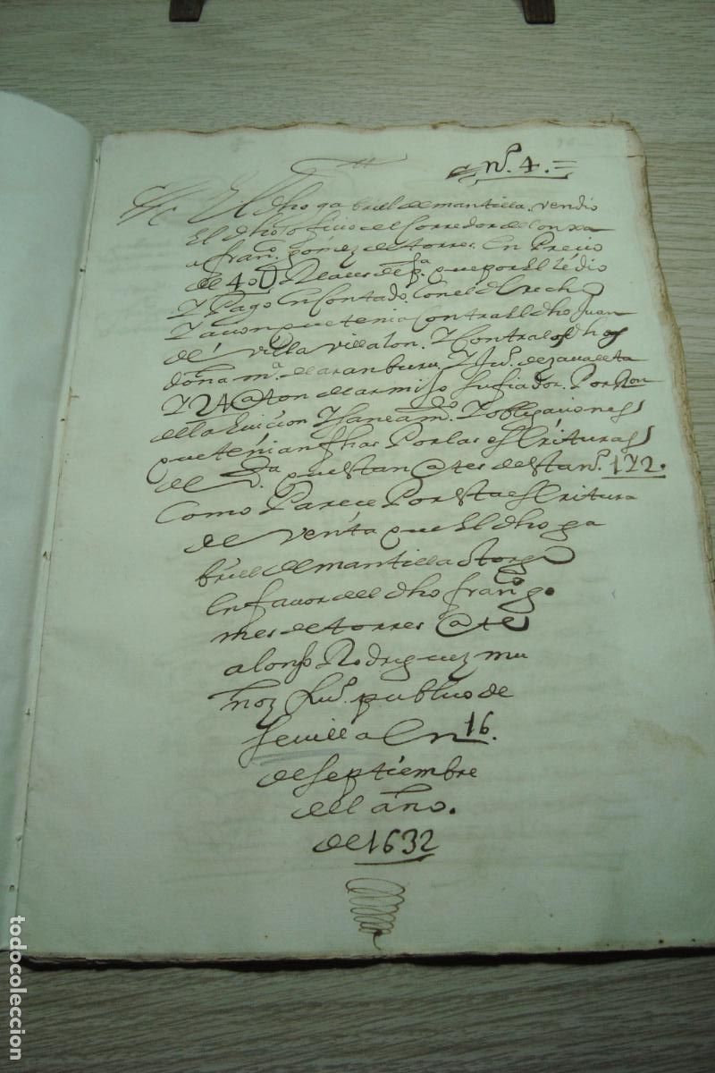 Manuscritos antiguos: ANTIGUO MANUSCRITO VENTA GABRIEL DE MANTILLA - FRANCISCO GOMEZ TORRES. SEVILLA 1632