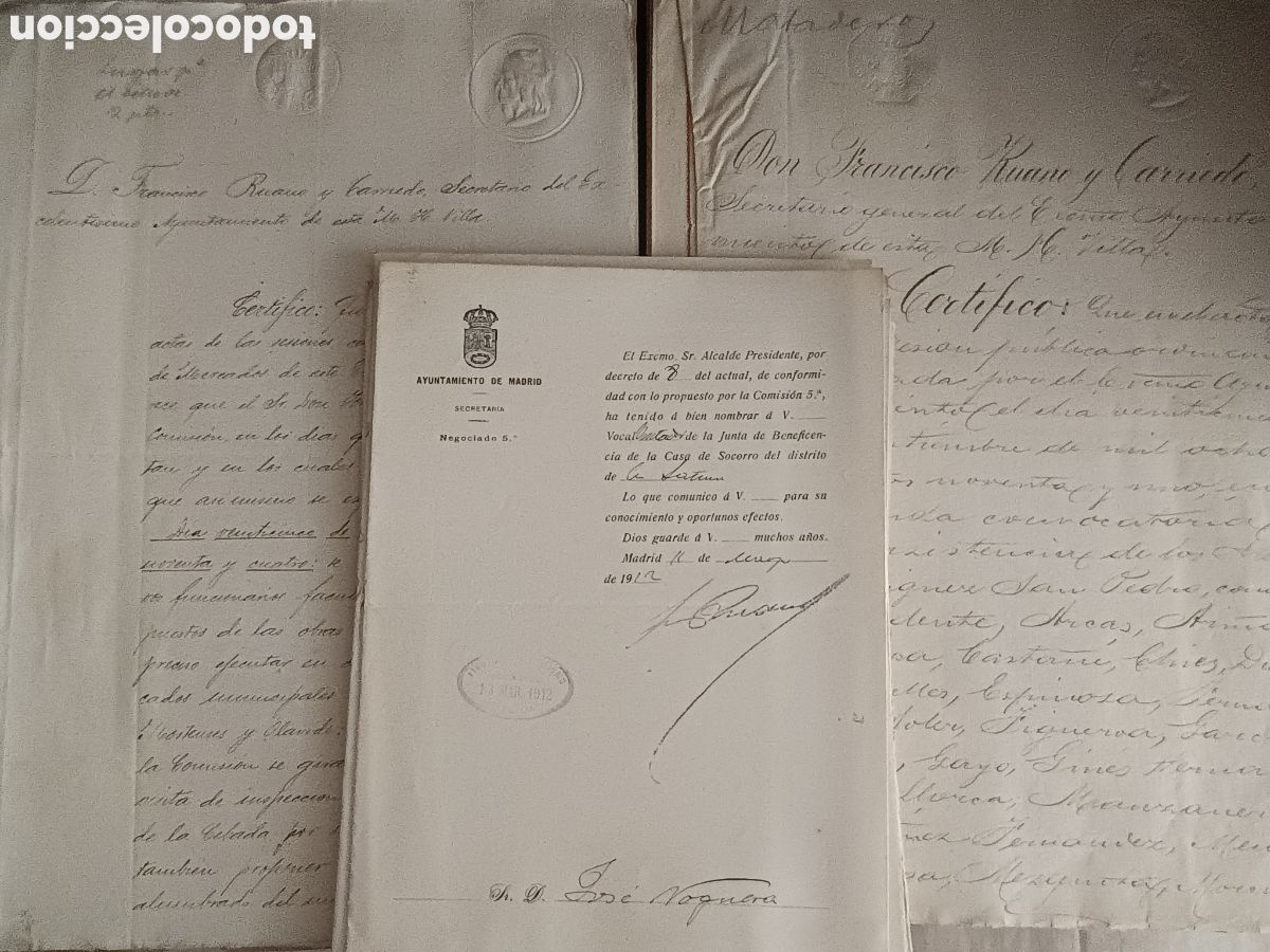 Manuscritos antiguos: LOTE DOCUMENTOS JOS&Eacute; NOGUERA CASANS MADRID 1860-1924. MATADEROS, SAN ILDEFONSO, REPUBLICANISMO...