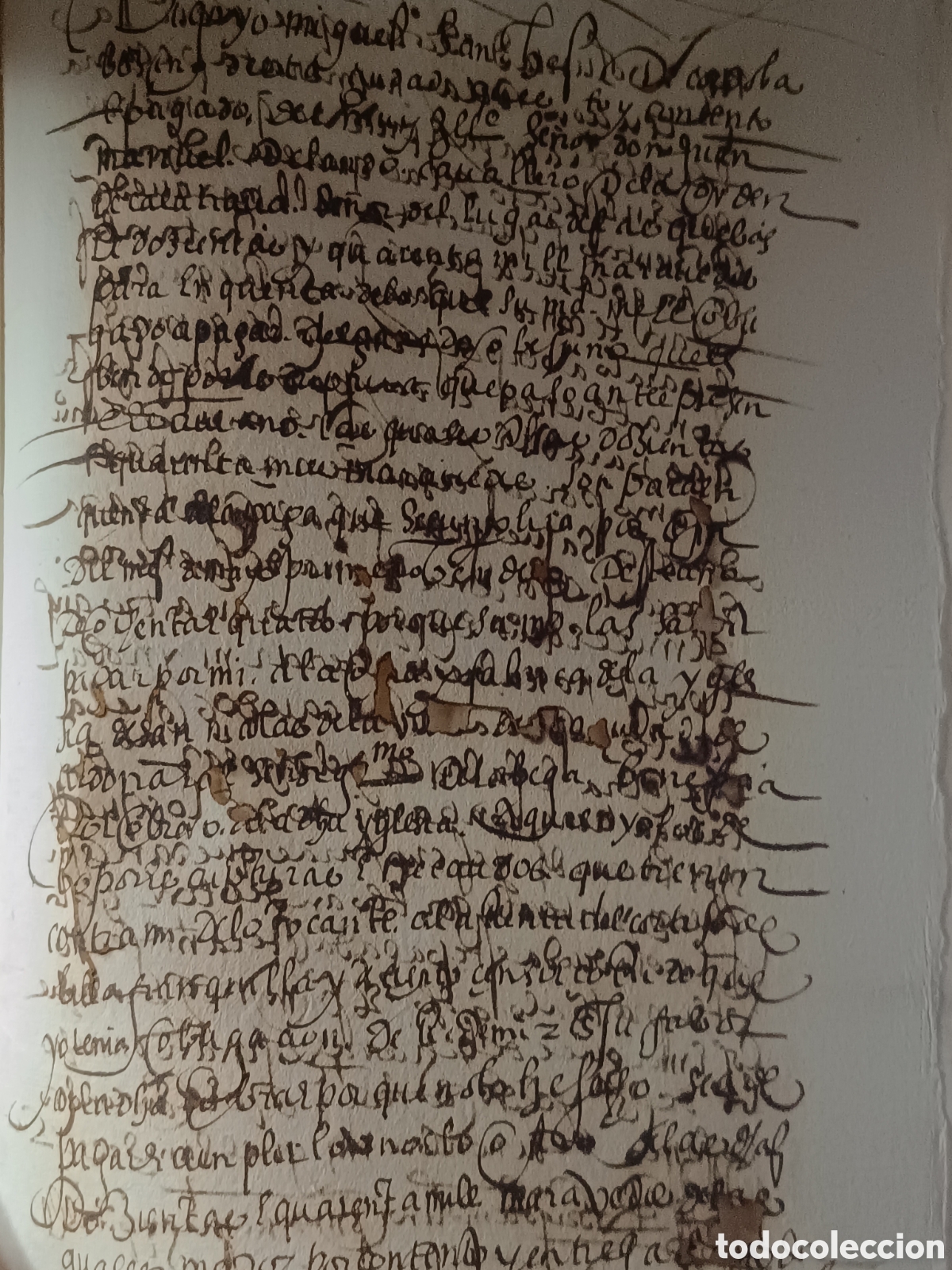 Manuscritos antiguos: MANUSCRITO 1584 JEREZ. CARTA DE PAGO A FAVOR JUAN MANUEL DE LANDO SE&Ntilde;OR CUEVAS ORDEN CALATRAVA