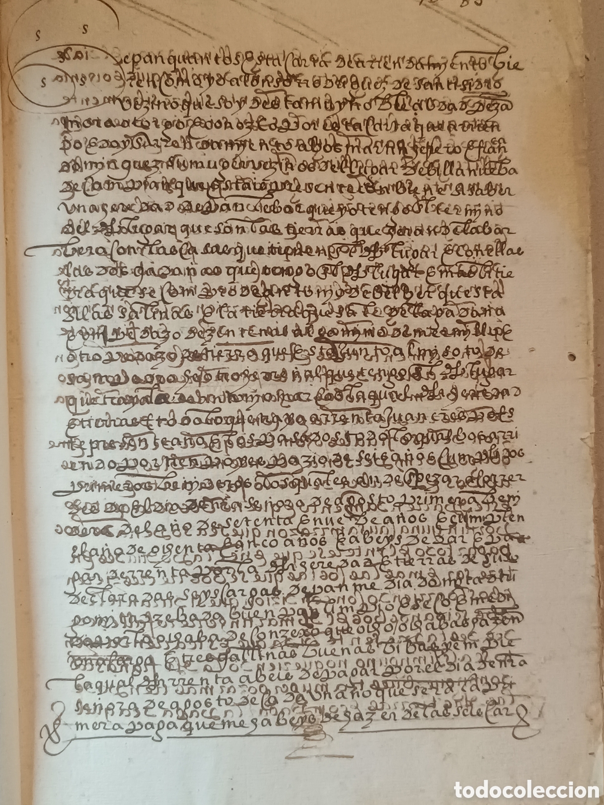 Manuscritos antiguos: S. XVI MANUSCRITO 1577 ZAMORA. ARRENDAMIENTO DE TIERRAS VILLANUEVA DE CAMPE&Aacute;N. ESCRIBANO A. ALVAREZ