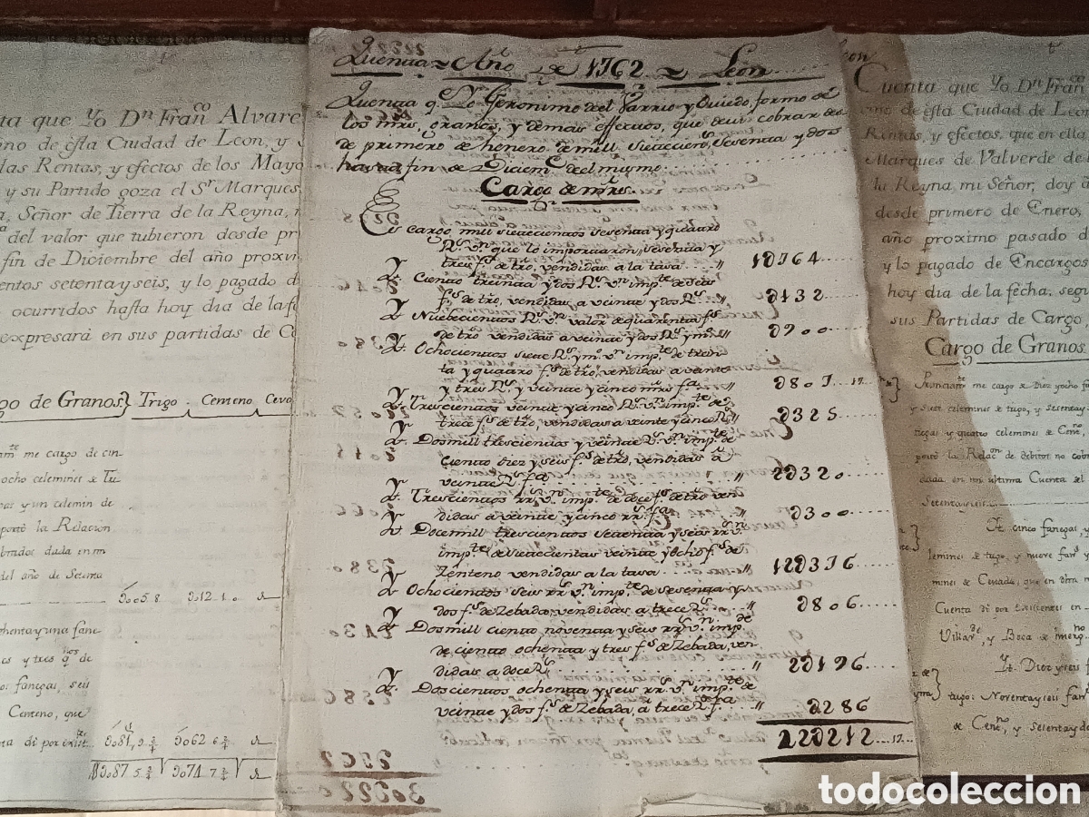 Manuscritos antiguos: LOTE 3 MANUSCRITOS LE&Oacute;N- CUENTAS DE ADMINISTRACI&Oacute;N Y RENTAS 1762-1776- 1777 MARQU&Eacute;S DE VALVERDE.