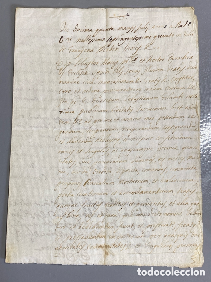 Manuscritos antiguos: Siglo XVIII documento manuscrito lat&iacute;n Tarragona Granyena a investigar