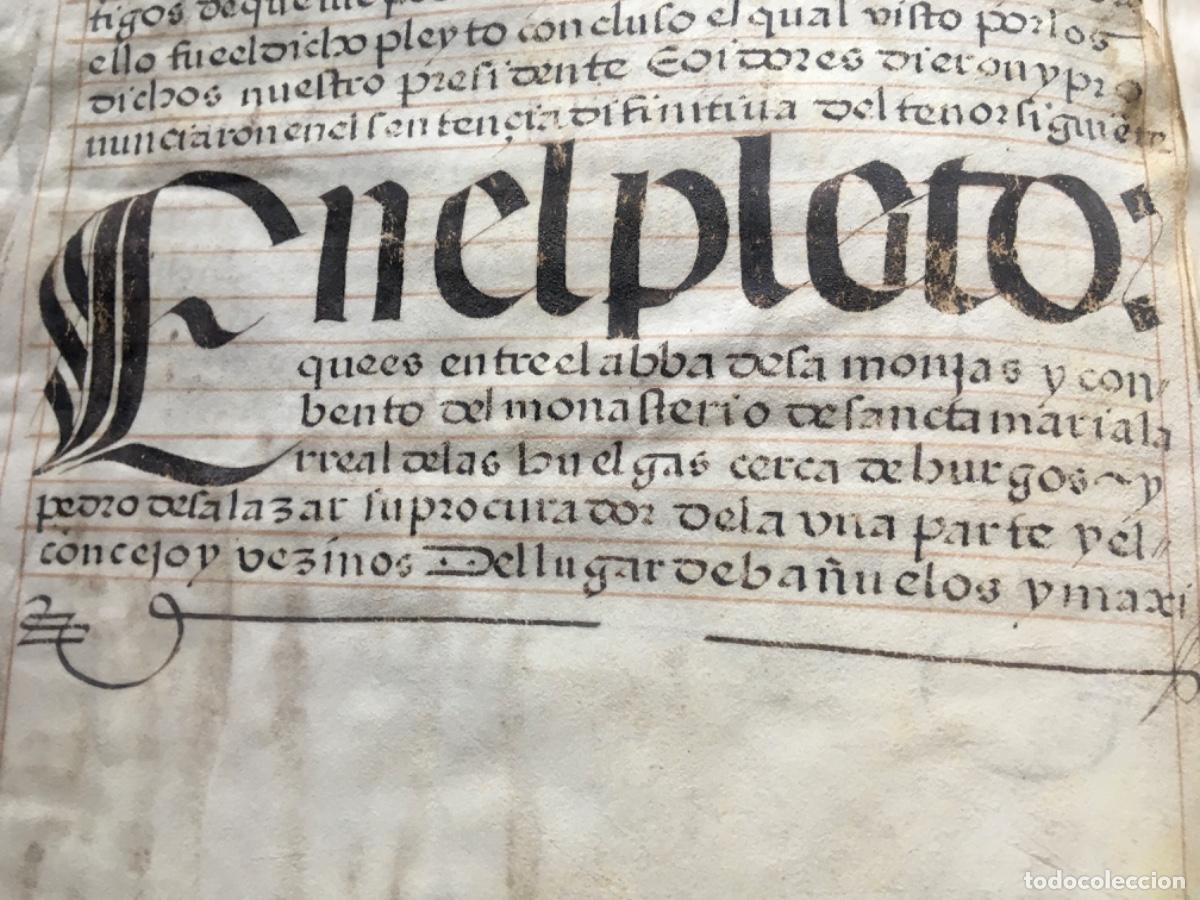 Manuscritos antiguos: Pergamino ejecutoria 1572 huelgas