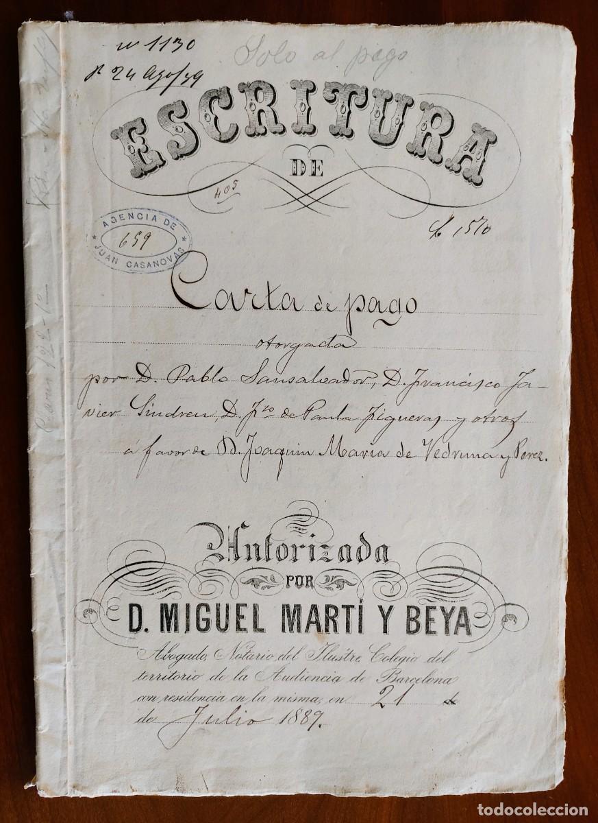 Manuscritos antiguos: BARCELONA A&Ntilde;O 1889 - SELLO 2&ordf; CLASE 75 PESETAS Y 9 SELLOS 12&ordf; CLASE DE 75 C.- CARTA DE PAGO