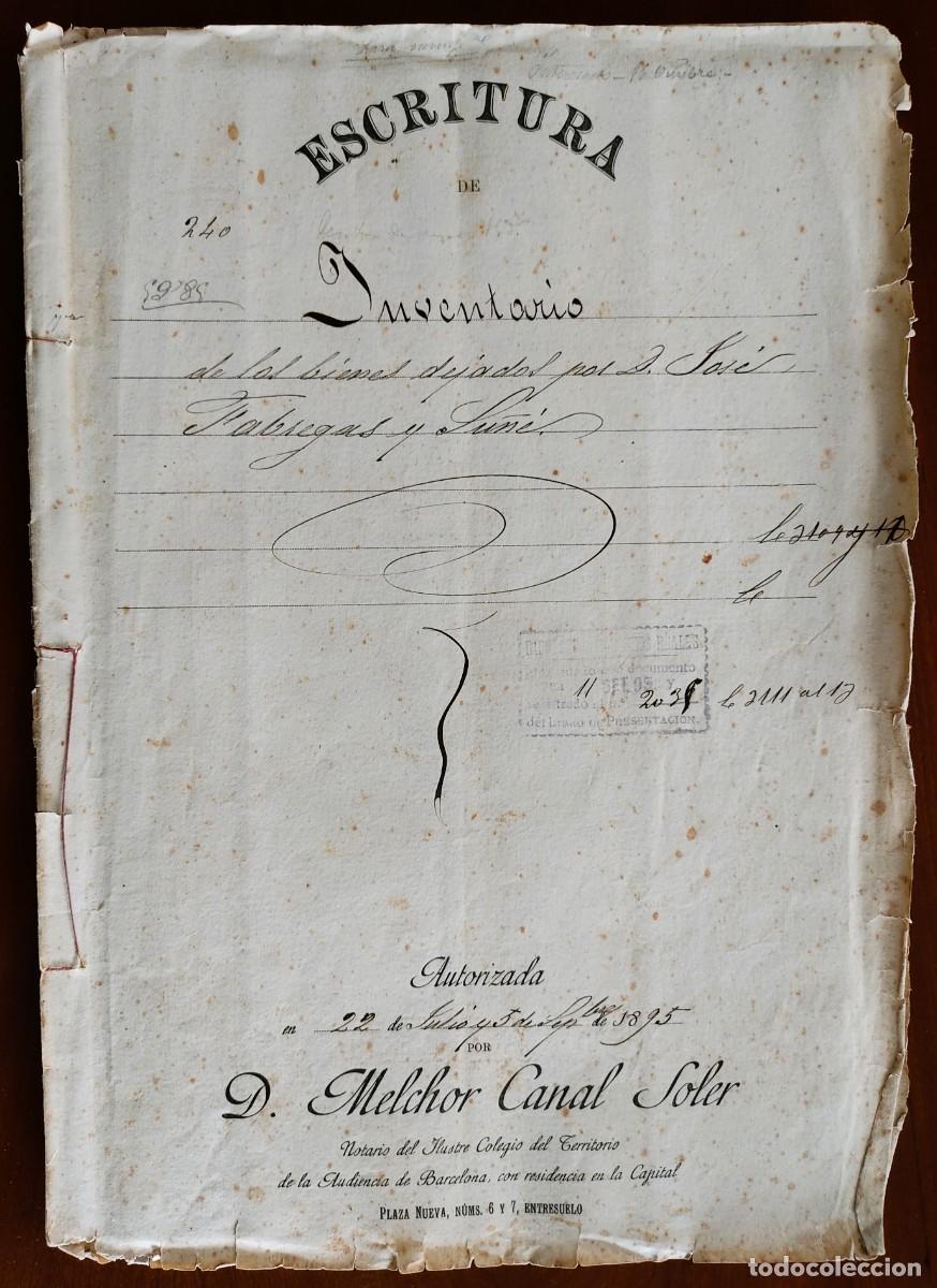 Manuscritos antiguos: TIANA (BARCELONA) A&Ntilde;O 1895 - SELLO 5&ordf; CLASE 15 PESETAS Y 6 SELLO 13&ordf; CLASE 75 CENT - HERENCIA CURA