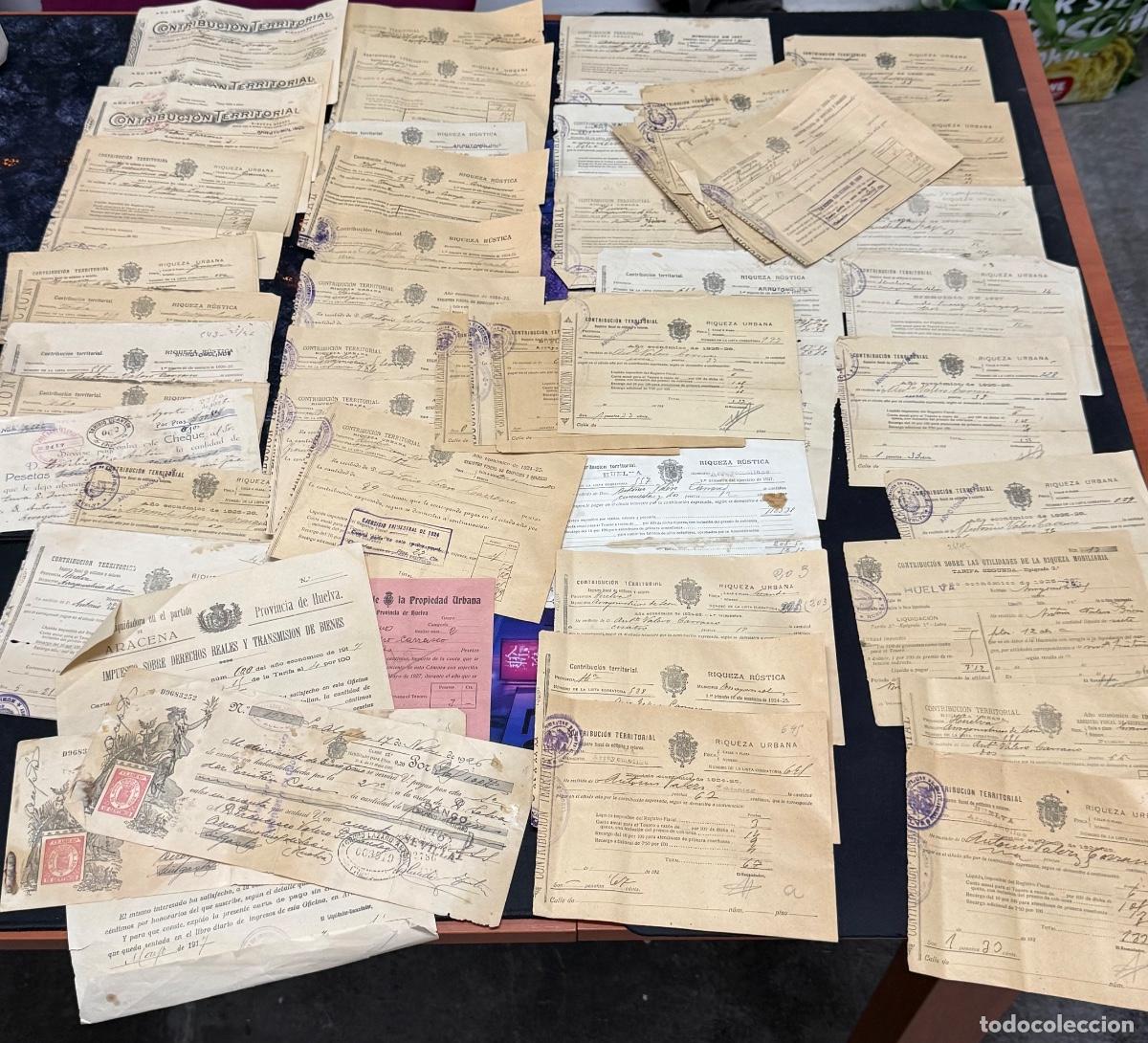 Manuscritos antiguos: LOTE DOCUMENTOS ANTIGUOS &ndash; CONTRIBUCIONES, IMPUESTOS Y PAPEL OFICIAL (A&Ntilde;OS 1900-1930)