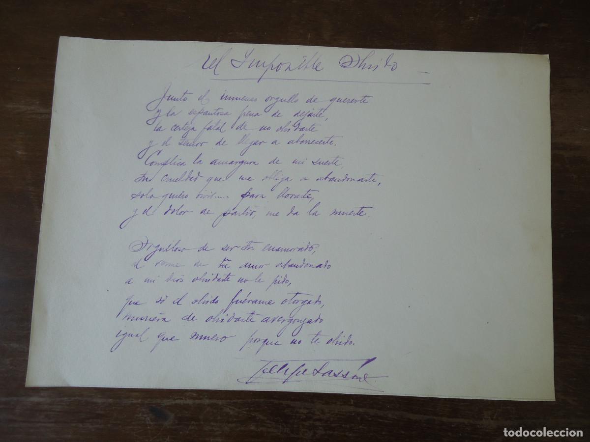 Manuscritos antiguos: FELIPE SASSONE : POESIA MANUSCRITA Y FIRMADA