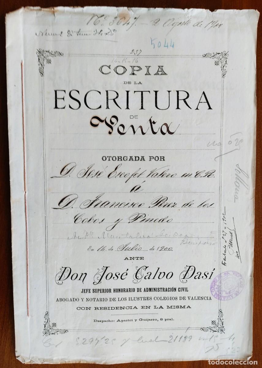 Manuscritos antiguos: VALENCIA A&Ntilde;O 1900 - SELLO 4&ordf; CLASE 25 PESETAS Y 2 SELLO 11&ordf; CLASE UNA PESETA - VENTA TIERRAS