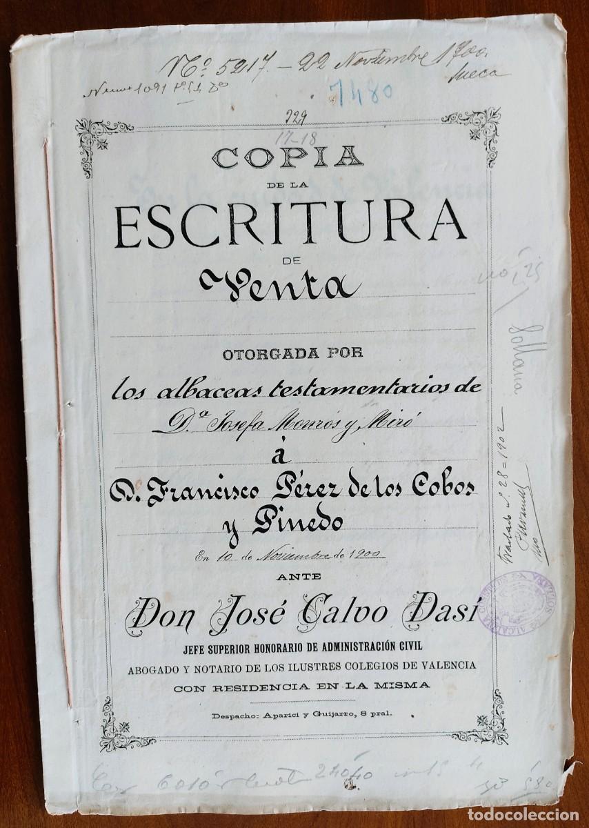 Manuscritos antiguos: VALENCIA A&Ntilde;O 1900 - SELLO 4&ordf; CLASE 25 PESETAS Y 2 SELLO 11&ordf; CLASE UNA PESETA - VENTA TIERRAS