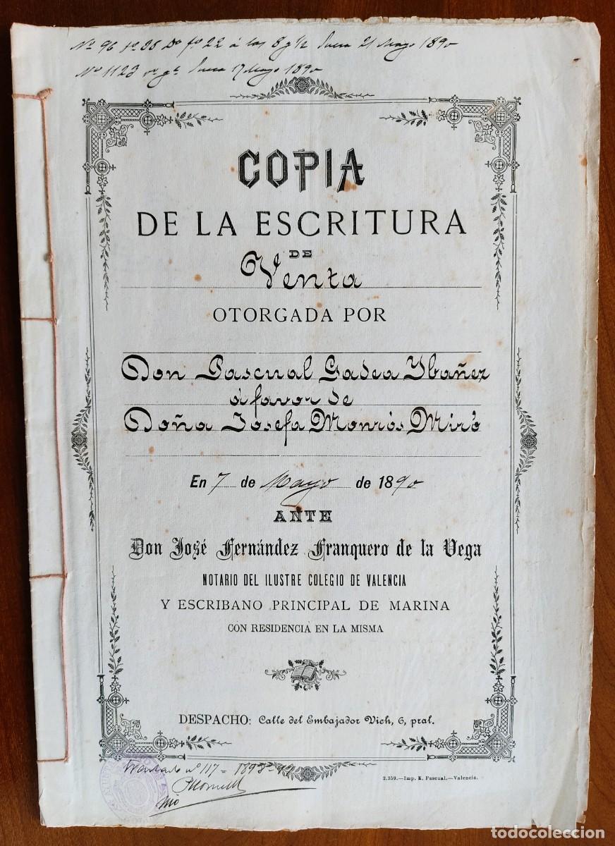 Manuscritos antiguos: SOLLANA (VALENCIA A&Ntilde;O 1899 - SELLO 5&ordf; CLASE 15 PESETAS Y SELLO 12&ordf; CLASE 75 C&Eacute;NTIMOS - VENTA TIERRAS