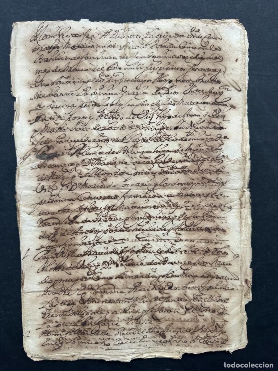 Manuscritos antiguos: a&ntilde;o 1661- URIZ DE ERDOZAIN - NAVARRA - CONTRATOS MATRIMONIALES DE ALONSO DE URIZ Y POLONIA DE BEUNZA