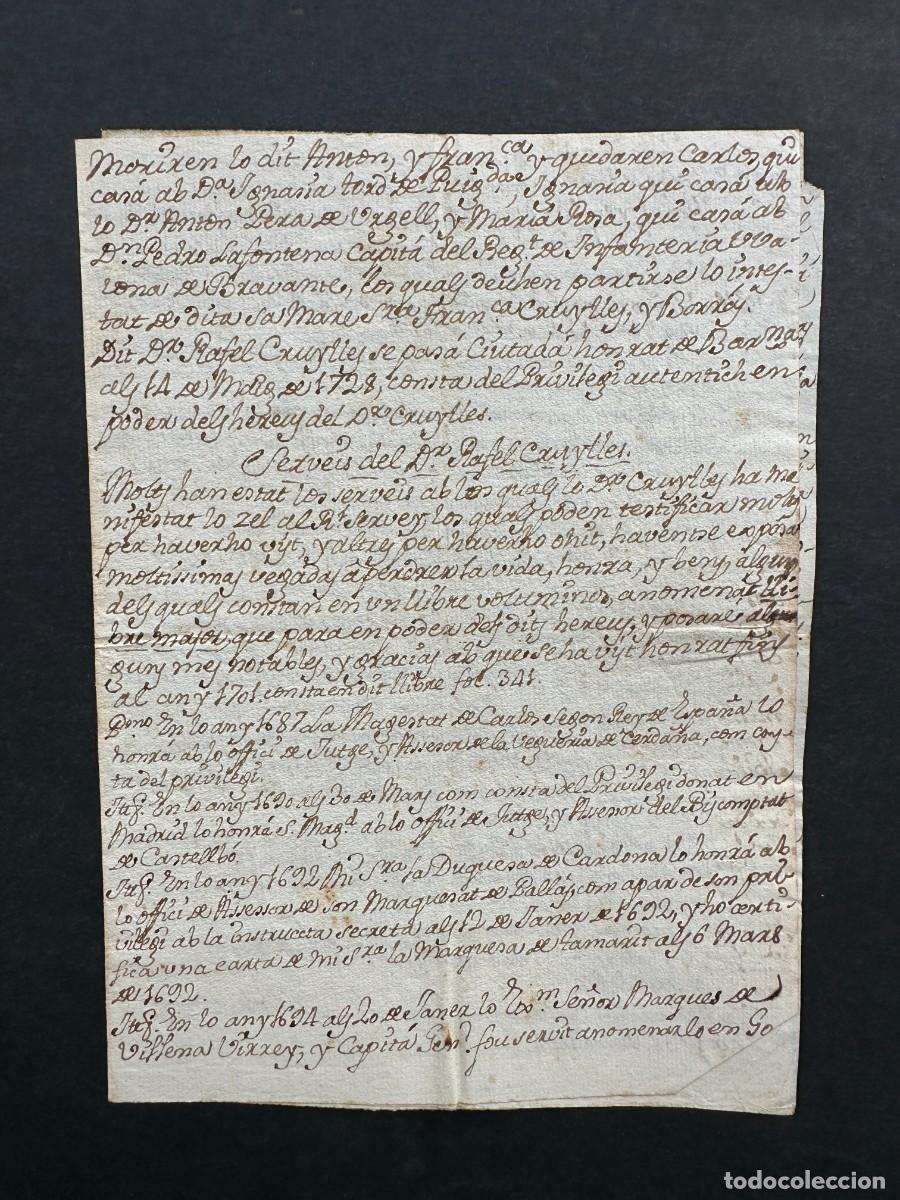 Manuscritos antiguos: S. XVIII - DATOS DE LA FAMILIA CRUILLES - RAFAEL CRUYLLES - NOBLEZA CATALU&Ntilde;A
