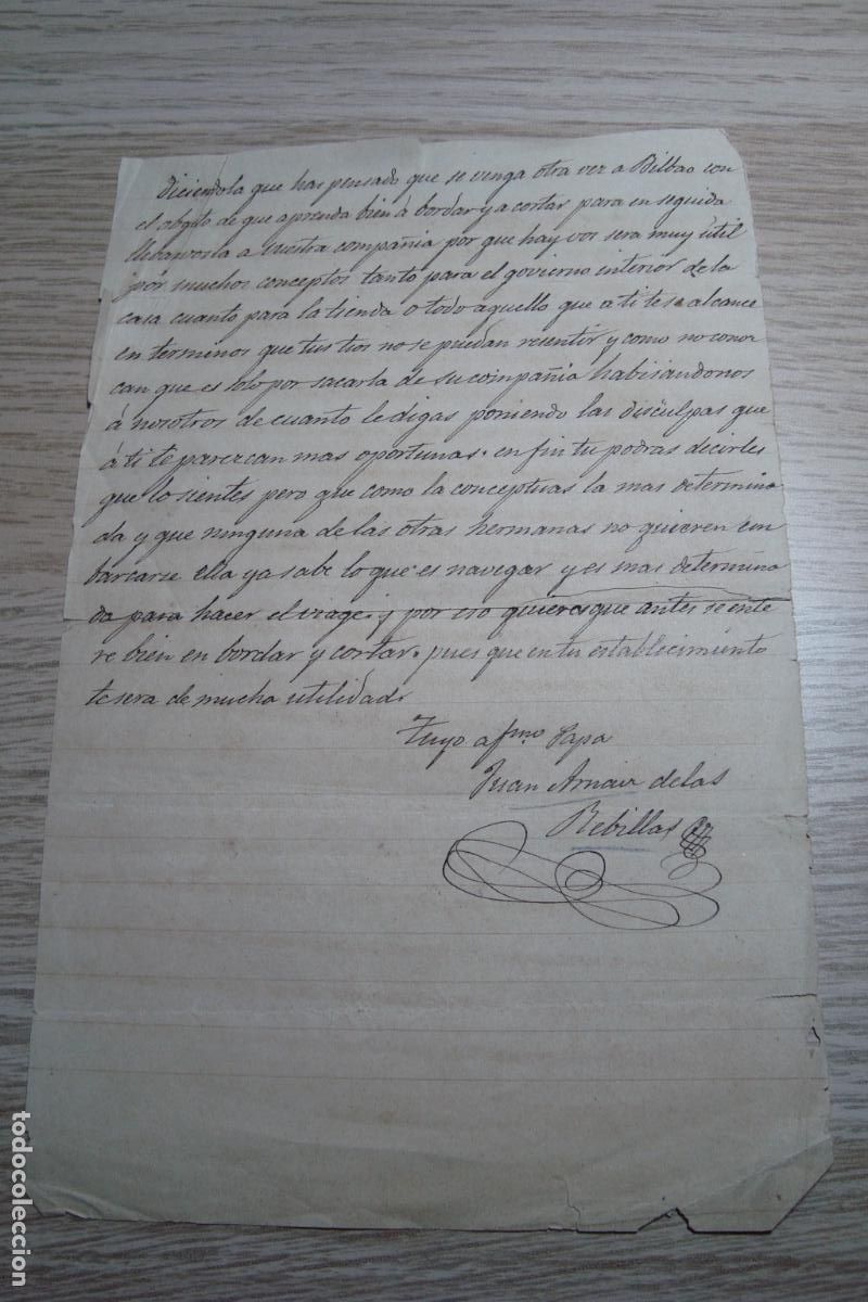 Manuscritos antiguos: ANTIGUA FRAGMENTO DE CARTA FIRMA JUAN ARNAIZ DE LAS REBILLAS REVILLAS. S. XIX?