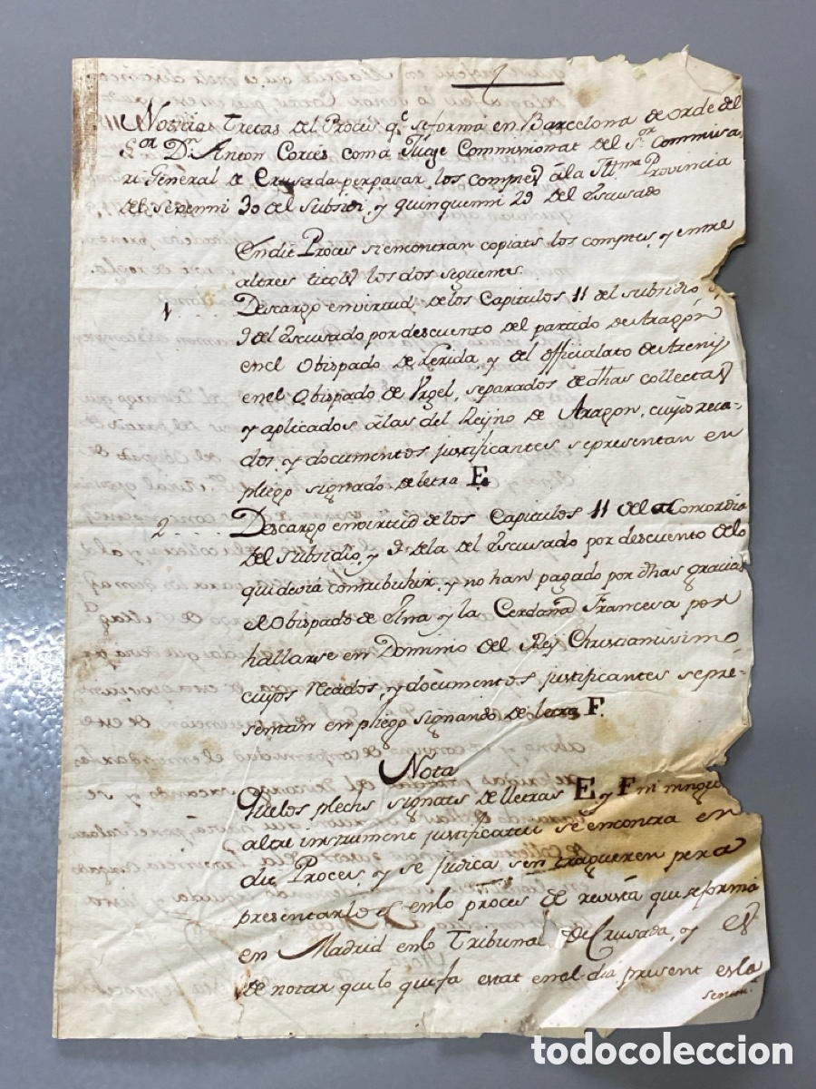 Manuscritos antiguos: Subsidio y quinquenio del Escusado Obispado L&eacute;rida Urgell Elena y Cerde&ntilde;a Francesa Reyno de Arag&oacute;n