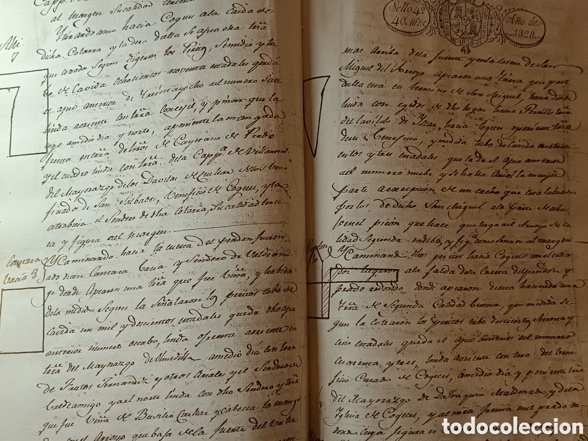 Manuscritos antiguos: 1826/1828 MANUSCRITO AGRIMENSURA &Iacute;SCAR VALLADOLID. APEO DESLINDE M&ordf; TERESA OROZCO CON 87 CROQUIS