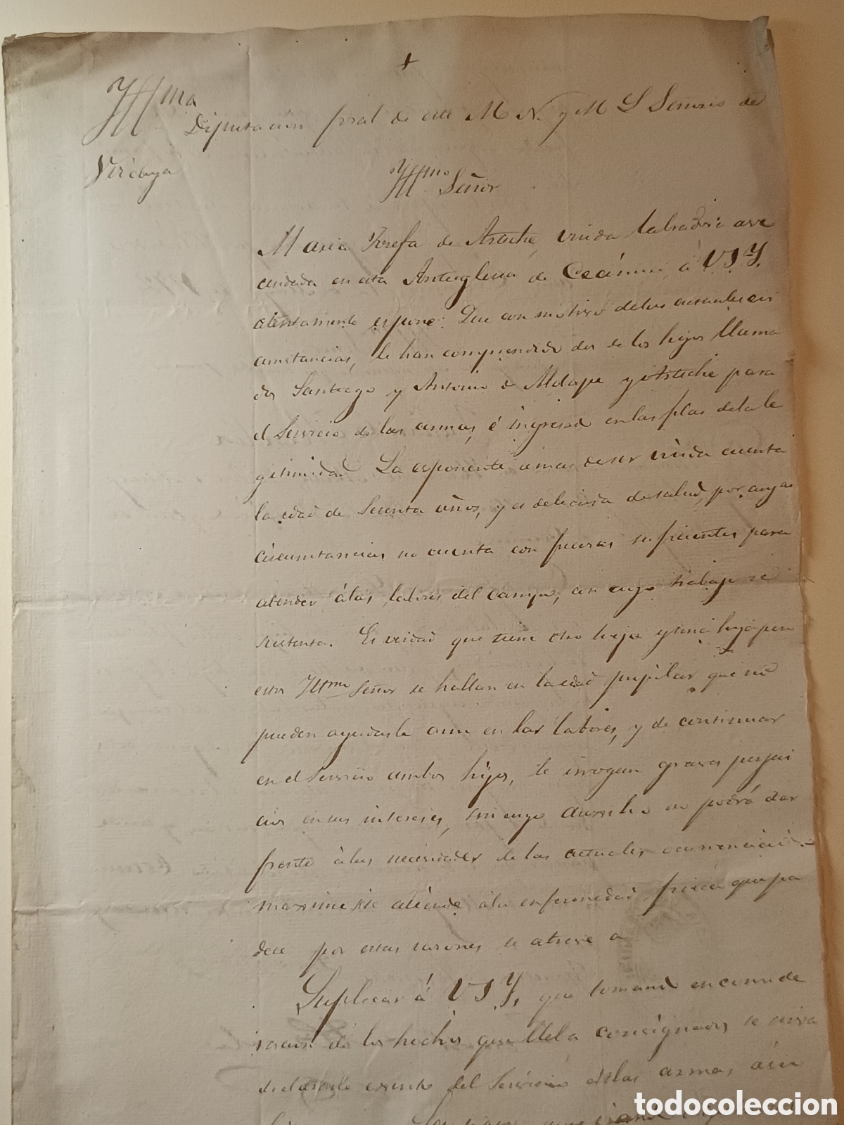 Manuscritos antiguos: 1872- MANUSCRITO CEANURI, VIZCAYA. PETICI&Oacute;N DE EXENCI&Oacute;N MILITAR. SELLOS JUSTICIA PARROQUIA.