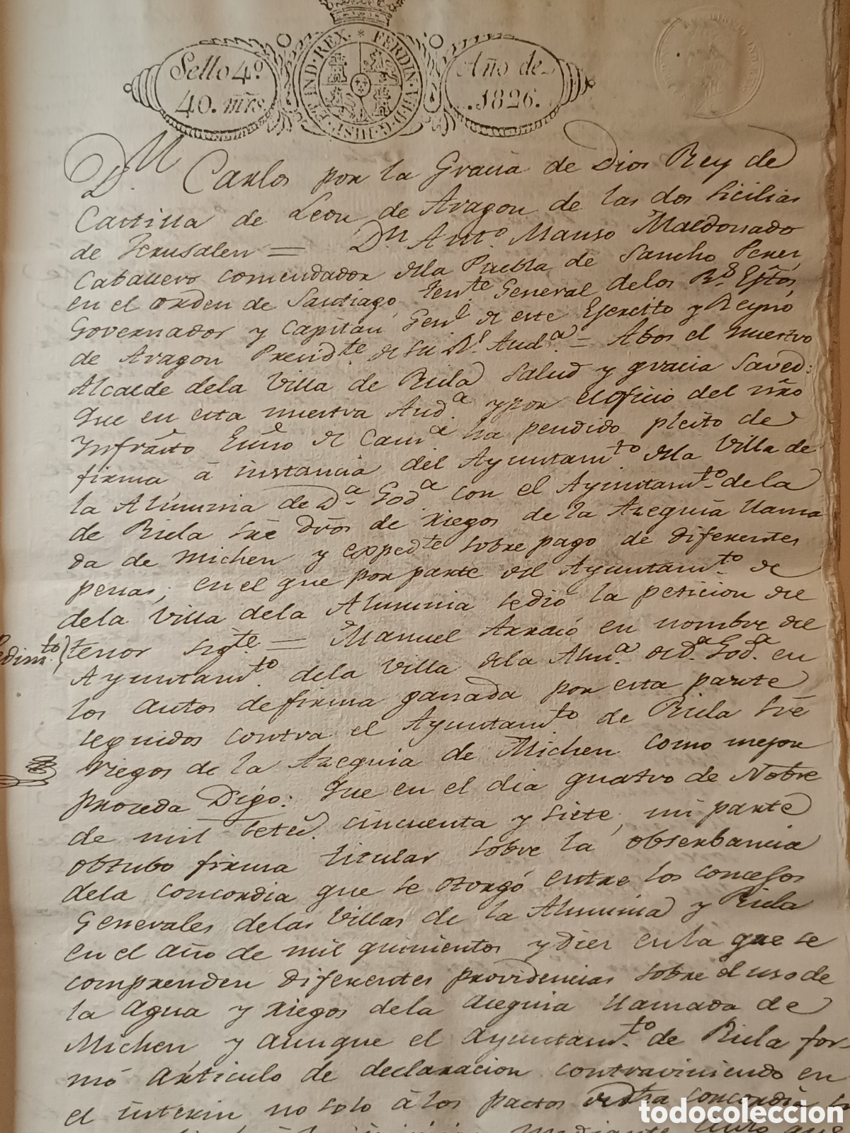 Manuscritos antiguos: TRASLADO JUDICIAL MANUSCRITO S. XIX PLEITO DE AGUAS LA ALMUNIA, RICLA, MARQUESADO DE CAMARASA 150PP