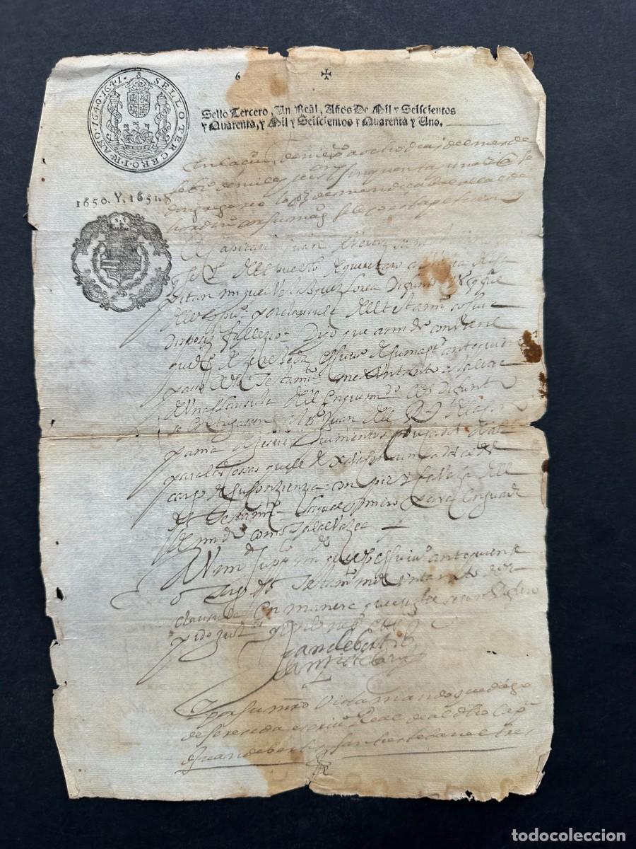 Manuscritos antiguos: a&ntilde;o 1641 - TESTAMENTO EN QUER&Eacute;TARO - M&Eacute;XICO - SELLO 2&ordm; Y 3&ordm; PARA USO DE INDIAS -