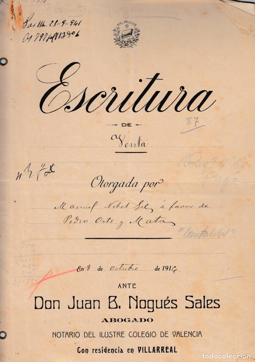 Manuscritos antiguos: 1916 VILLARREAL NULES SELLO FISCAL 12&ordm; 10 CTS VENTA MANUEL NEBOT GIL A PEDRO ORTS