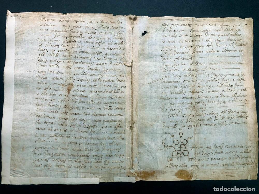 Manuscritos antiguos: MANUSCRITO A&Ntilde;O 1407 ( Copia de 1671 ) VENTA CENSOS CASTELL PALAFOLLS / DESCLAPERS / GIRONA