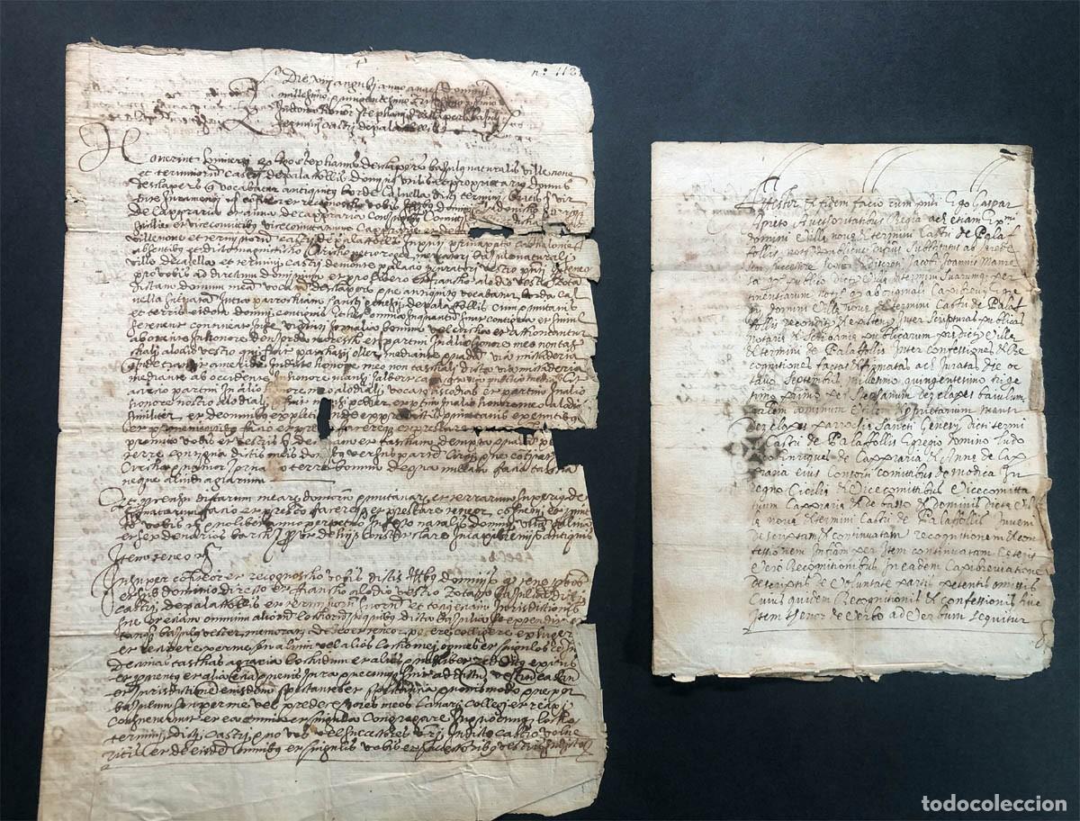 Manuscritos antiguos: MANUSCRITO A&Ntilde;O 1591 / MANSO DESCLAPERS A FAVOR DEL VIZCONDE CABRERA / CASTELL DE PALAFOLLS / GIRONA