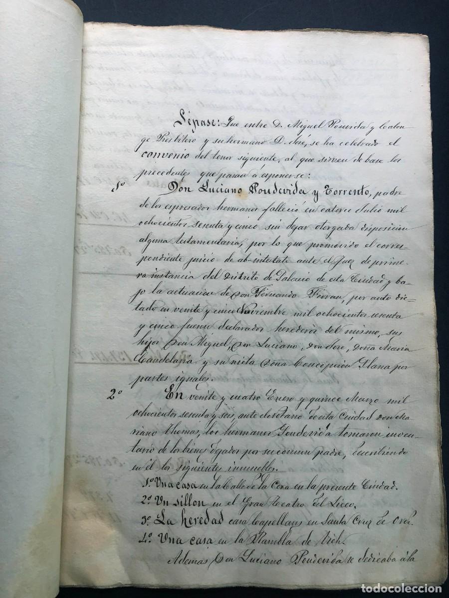 Manuscritos antiguos: MANUSCRITO 1880 / CONVENIO HEREDITARIO LUCIANO PAUDEVIDA / BARCELONA ( F&Aacute;BRICA EFECTOS MILITARES )