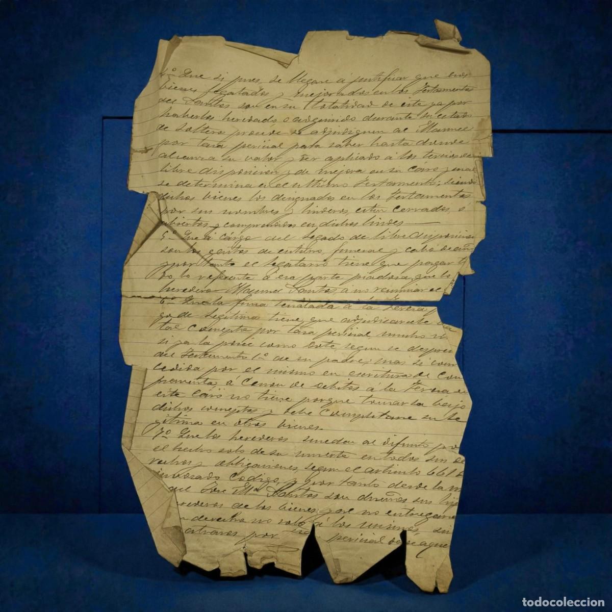Alte Manuskripte: Documento Manuscrito Antiguo Siglo XIX &ndash; Texto Legal O Jur&iacute;dico Con Caligraf&iacute;a De &Eacute;poca