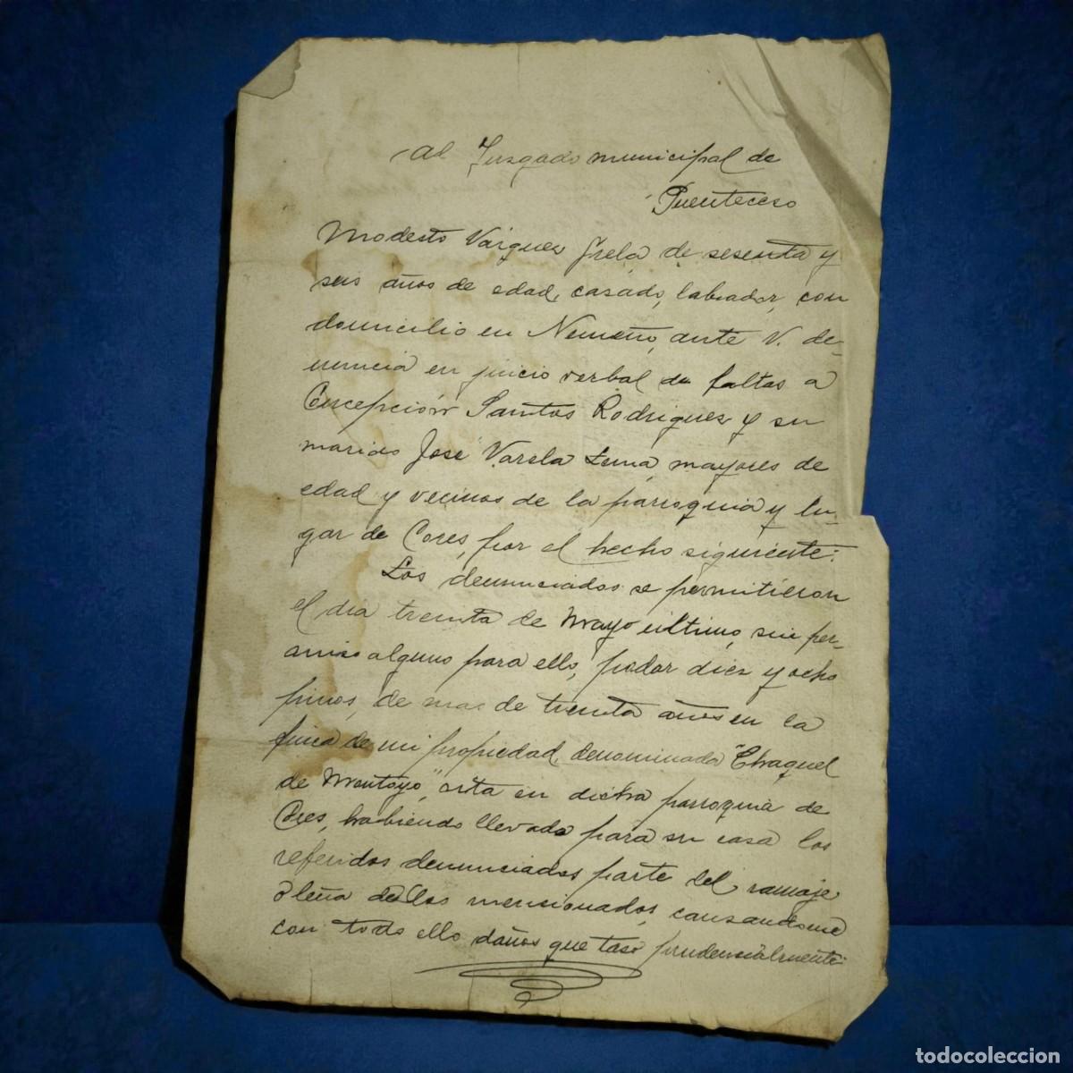 Alte Manuskripte: Documento Manuscrito Judicial A&ntilde;o 1930 &ndash; Escrito Legal Antiguo Del Juzgado Municipal