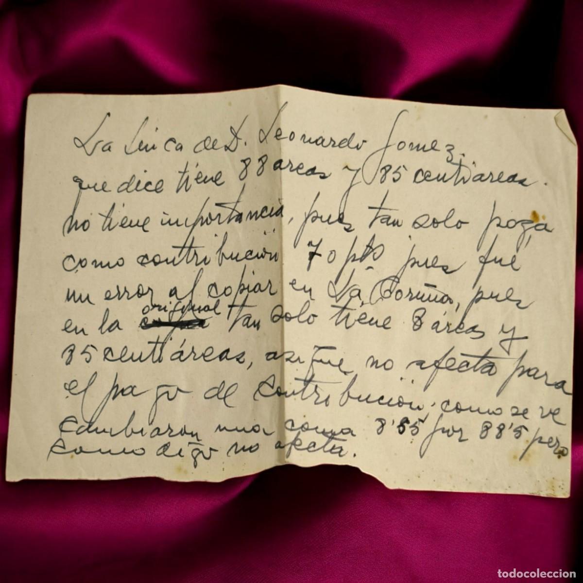 Manoscritti antichi: Galicia &ndash; Pieza Original &Uacute;nica Antiguo Documento Manuscrito &ndash; Tema Agr&iacute;cola &ndash; A&ntilde;os &rsquo;60