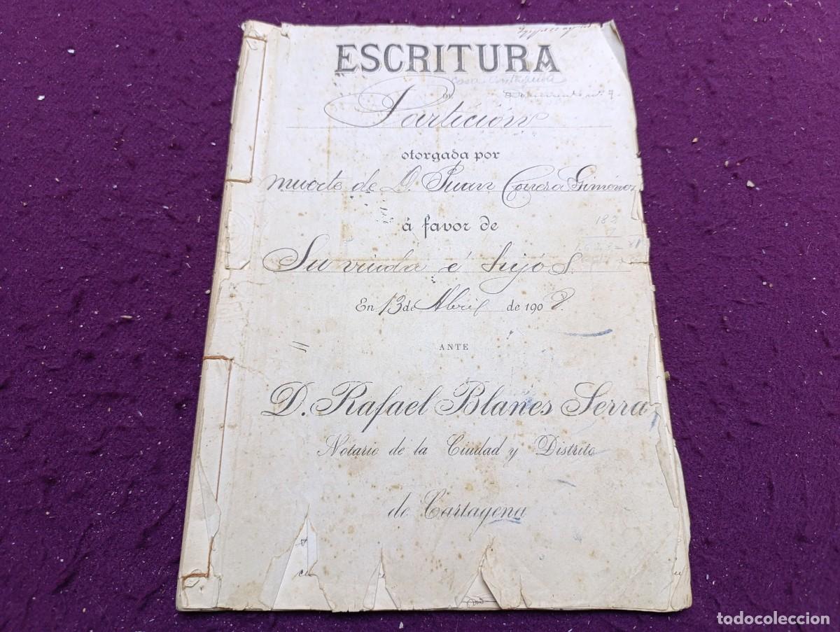 Manuscritos antigos: AD7, Antiguo Documento Manuscrito, 1908, Cartagena, escritura, con sellos y firmas