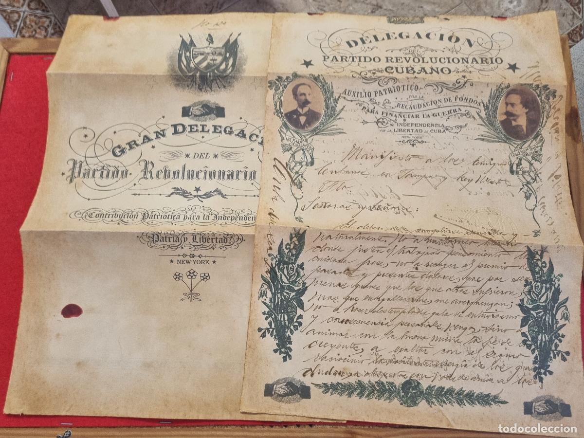 Ancient Manuscripts: DOCUMENTO CUBA 1892 JOSE MARTI 4 FOTOS Y FIRMA 1892 PARTIDO REVOLUCIONARIO NEW YORK 1895 2 HOJAS
