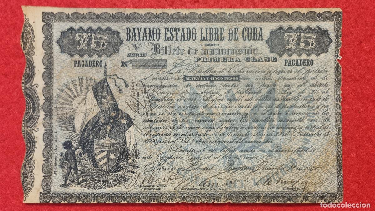 Alte Manuskripte: DOCUMENTO ESCLAVOS CUBA BILLETE MANUMISION 75 PESOS 1868 1&ordf; CLASE BAYAMO ESTADO LIBRE ORIGINAL