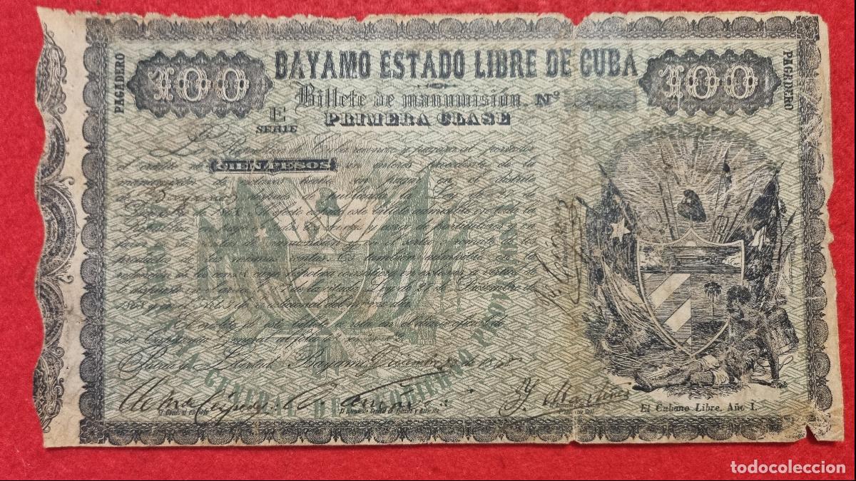 Alte Manuskripte: DOCUMENTO ESCLAVOS CUBA BILLETE MANUMISION 100 PESOS 1868 1&ordf; CLASE BAYAMO ESTADO LIBRE ORIGINAL