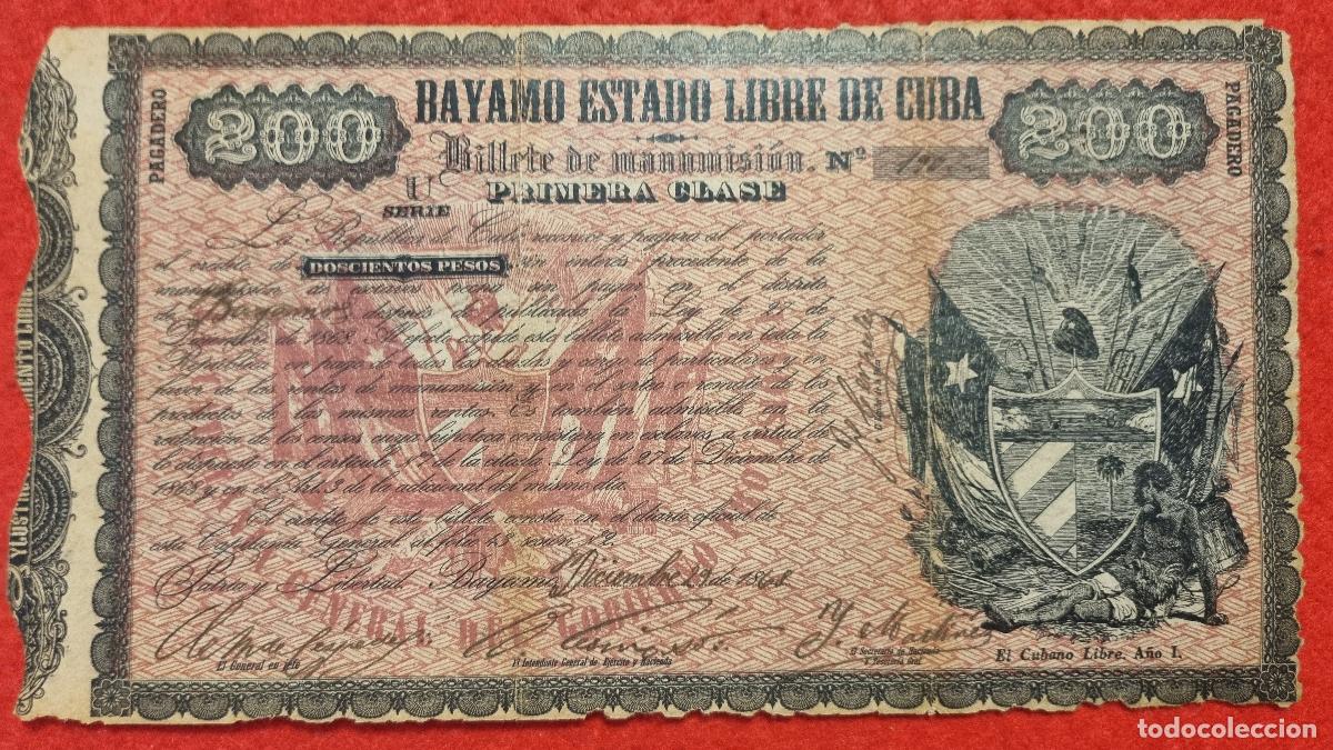 Alte Manuskripte: DOCUMENTO ESCLAVOS CUBA BILLETE MANUMISION 200 PESOS 1868 1&ordf; CLASE BAYAMO ESTADO LIBRE ORIGINAL