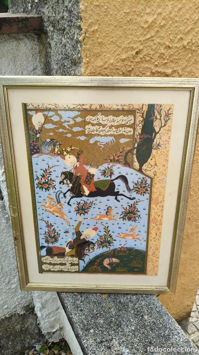 Alte Manuskripte: Fresque sur parchemin miniature persanne 1534