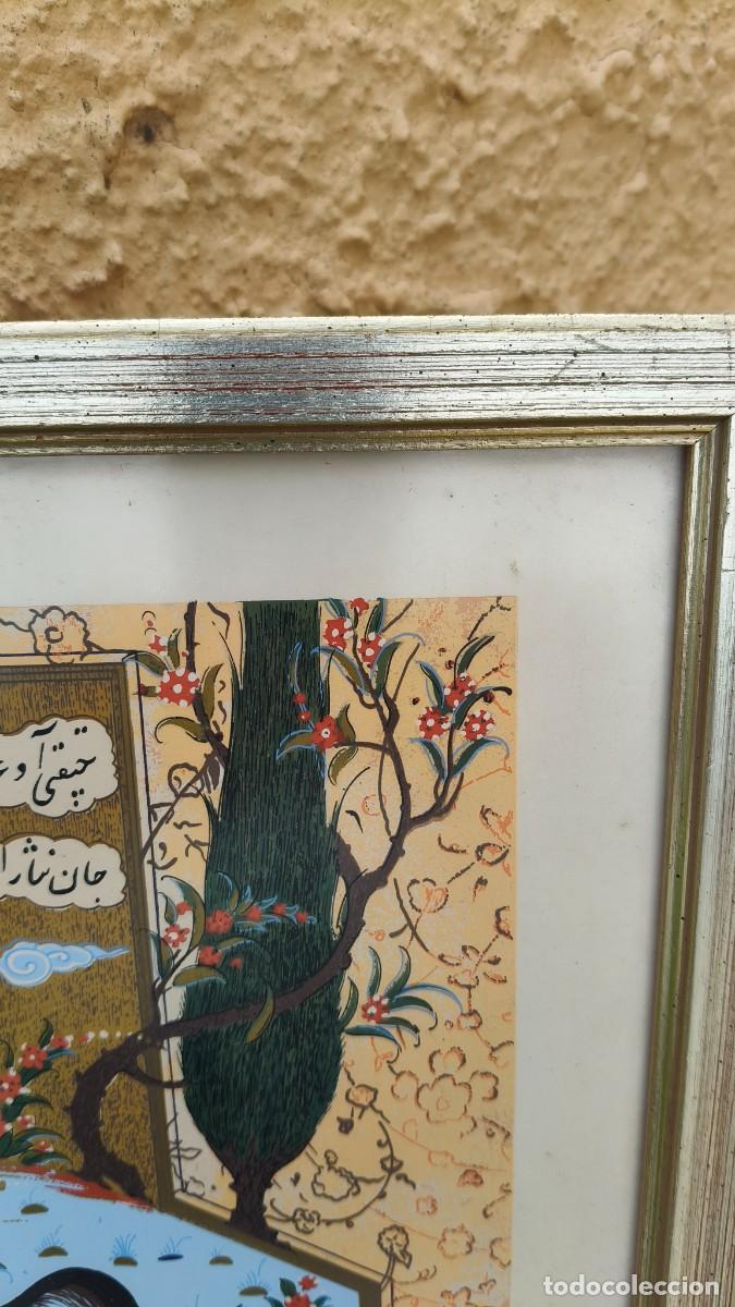 Manuscritos antiguos: Fresque sur parchemin miniature persanne 1534 - Foto 5