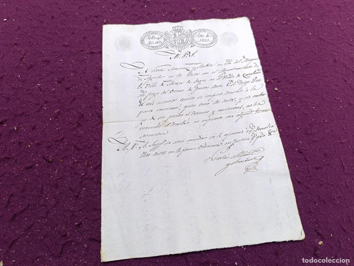 Manuscritos antigos: AD12, Antiguo Documento Manuscrito, 1831, Artesa de Segre, con sello en seco y marca de agua