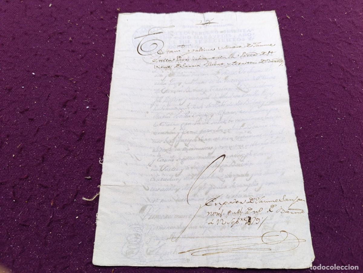 Manoscritti antichi: AD18, Antiguo Documento Manuscrito, 1780, Rub&iacute;, Barcelona, con marca de agua y r&uacute;bricas