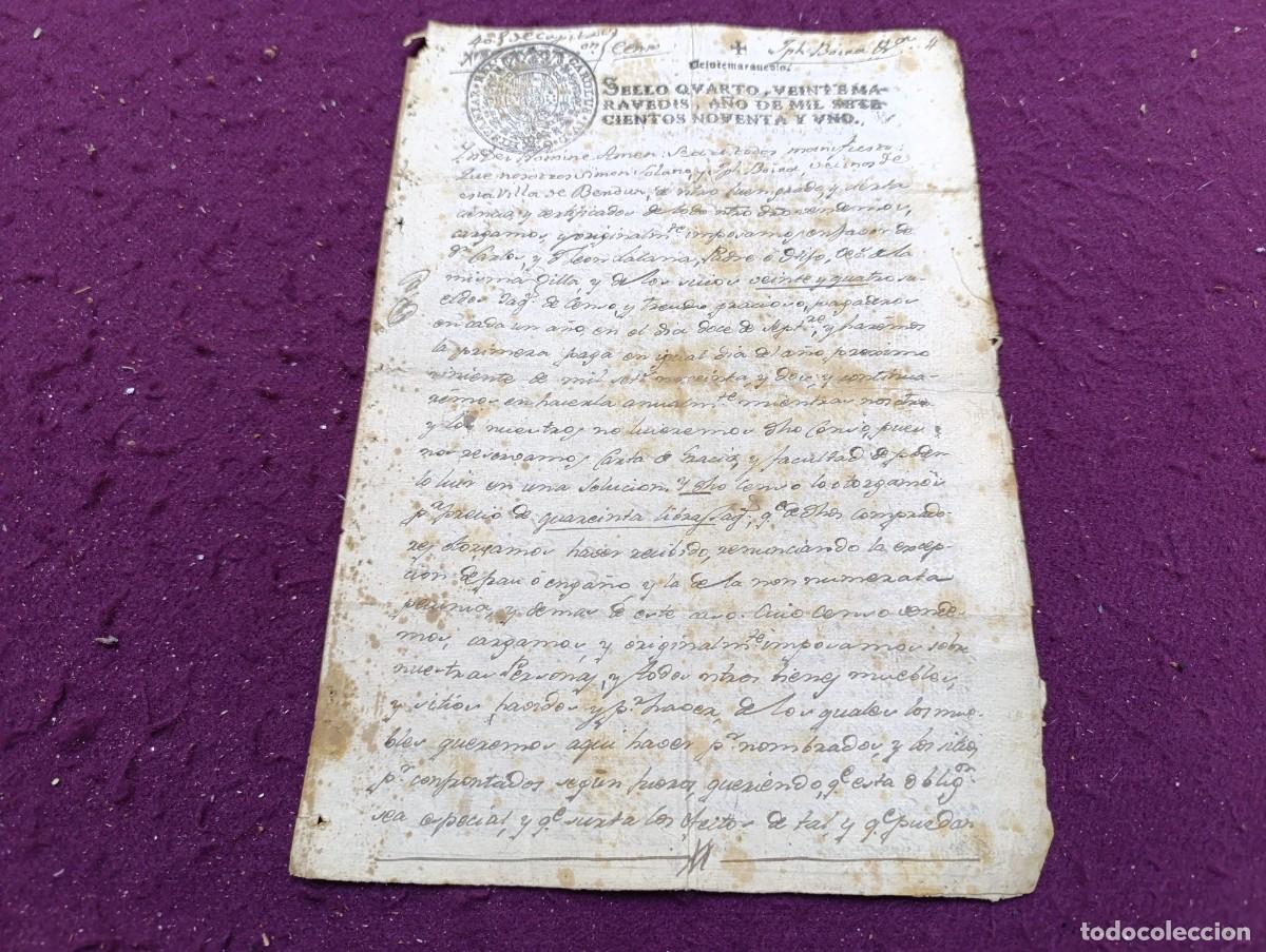 Manoscritti antichi: AD19, Antiguo Documento Manuscrito, 1791, Bend&uacute;n, Huesca, con marca de agua, sellos y r&uacute;bricas