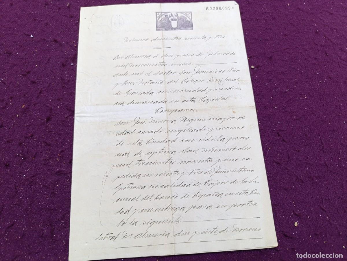 Manuscritos antiguos: AD30, Antiguo Documento Manuscrito, 1909, Almer&iacute;a, con sellos, sello seco y firmas / r&uacute;bricas